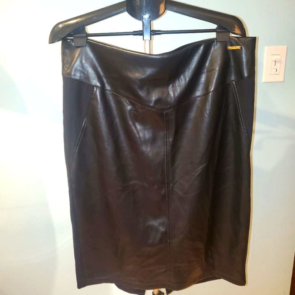 Black Faux Leather Skirt, Designer Knee Length, Sexy, Macy's, Plus Size, Club